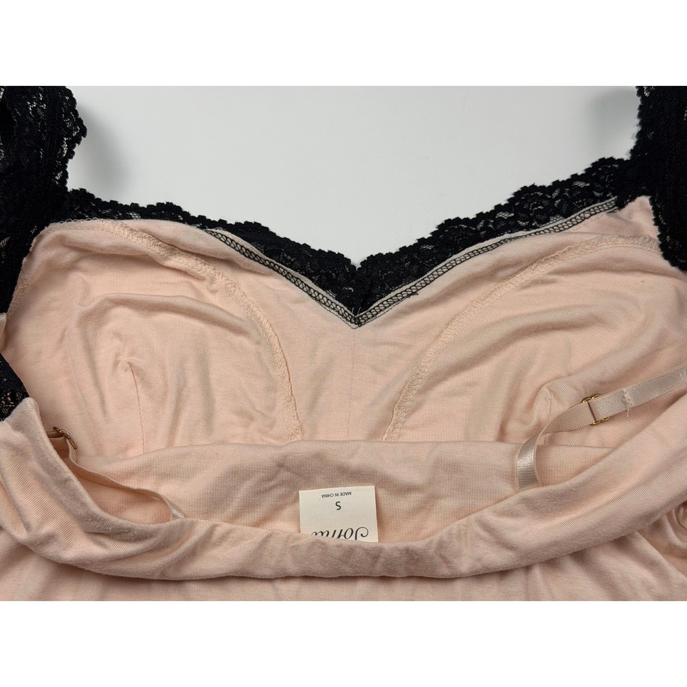 Soma Women's Lace Trimmed V Neck Slip Dress Nightgown Blush Peach Pink Sz S - Picture 9 of 12